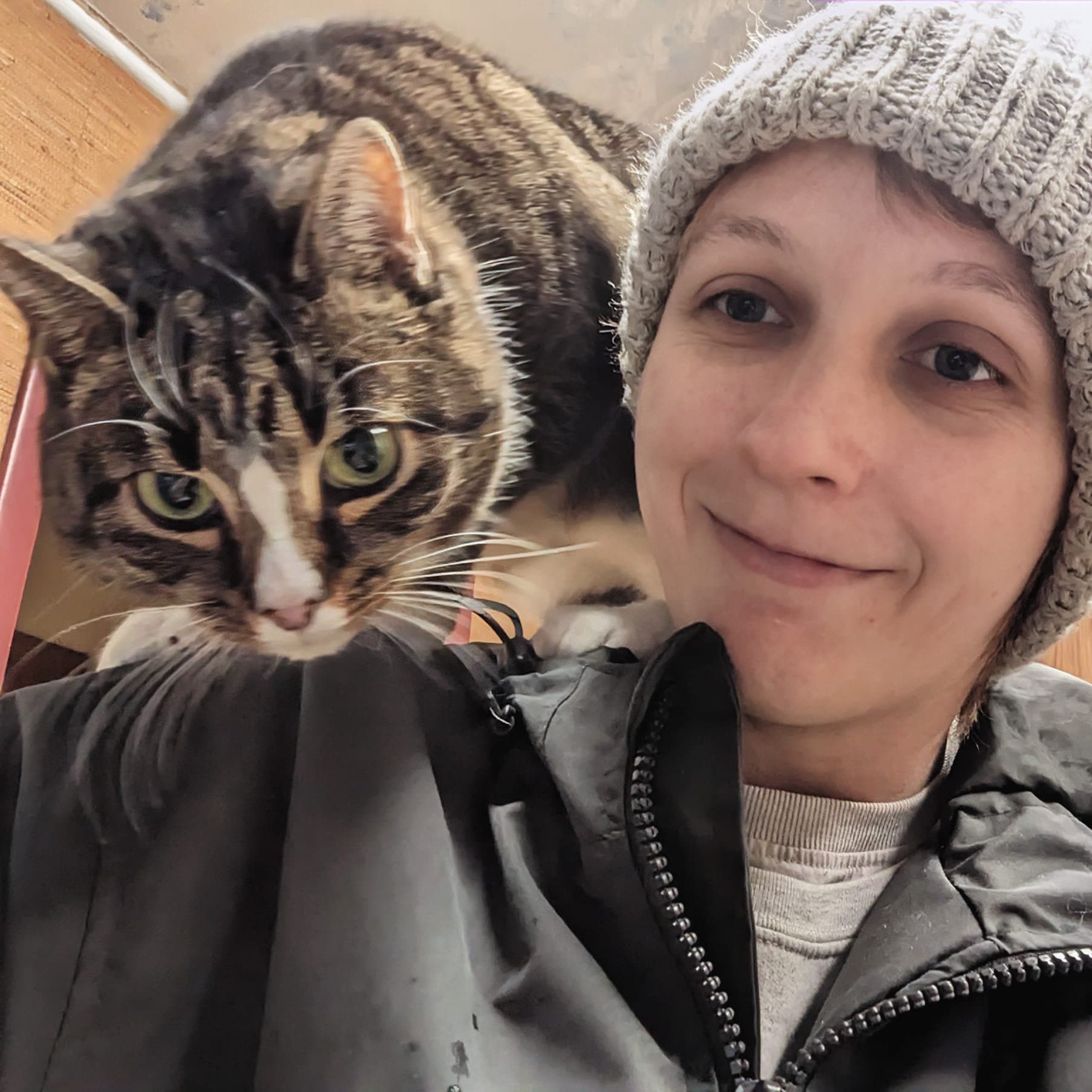 Shelbi with a curious cat